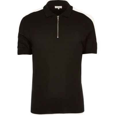 Black zipped polo shirt